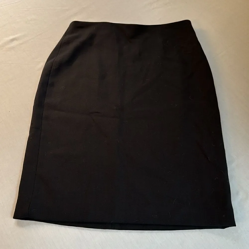 J. Crew black lined wool crepe suit skirt 21” long 13” waist zip back